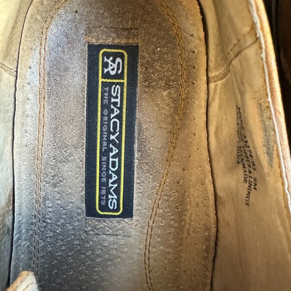 Stacy Adams Leather Shoes Men's Size 9 Brown Oxford Square Toe
